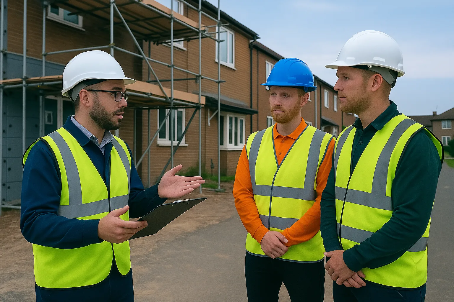 Quantity Surveyor discussing project costs and requirements with retrofit site teams